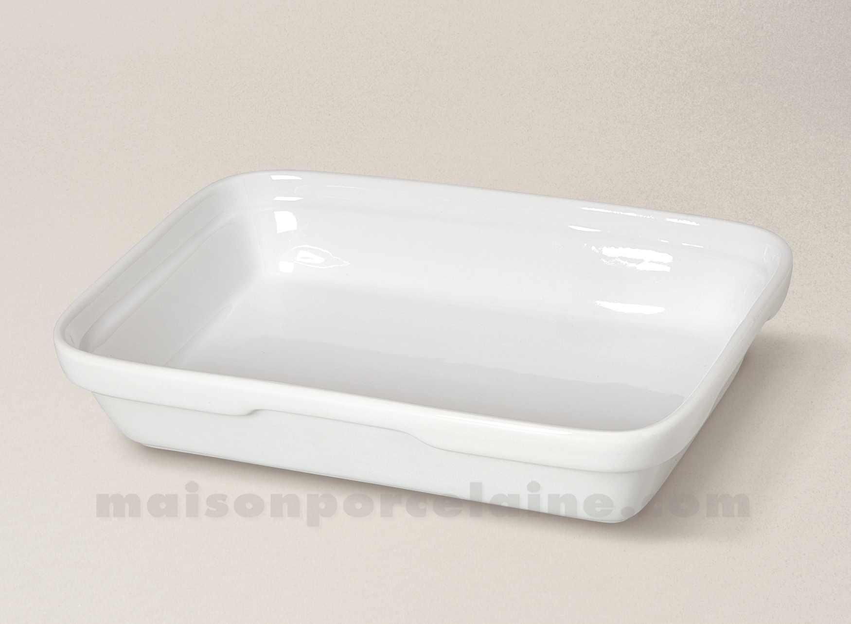 PLAT FOUR RECTANGULAIRE EMPILABLE PORCELAINE BLANCHE CHR 18,5X13X 4 Maison de la Porcelaine
