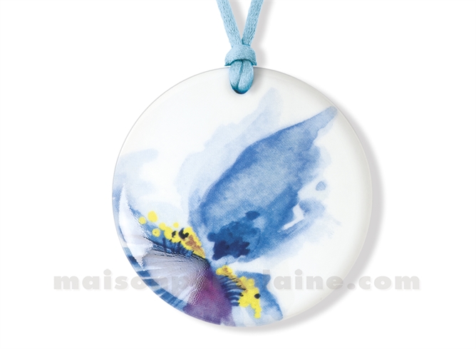 NECKLACE IRIS BLEU ROUND D 5.5CM