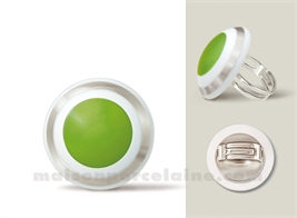 RING SMART GREEN AND PLATINIUM ROUND DIAMETRE 2.2CM