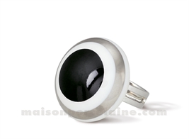 RING SMART BLACK AND PLATINIUM ROUND DIAMETRE 2.2CM