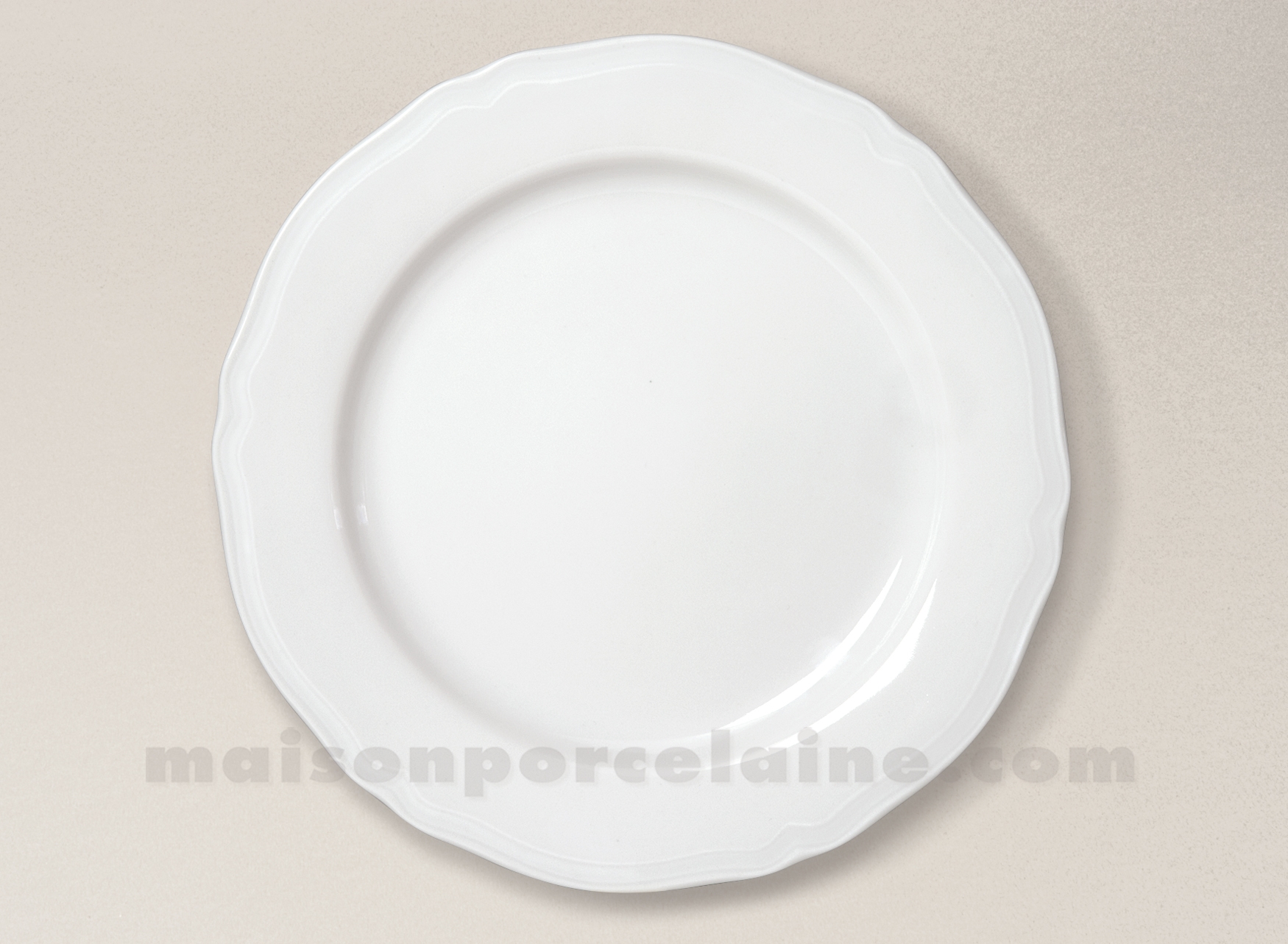 Assiette plate feston blanche