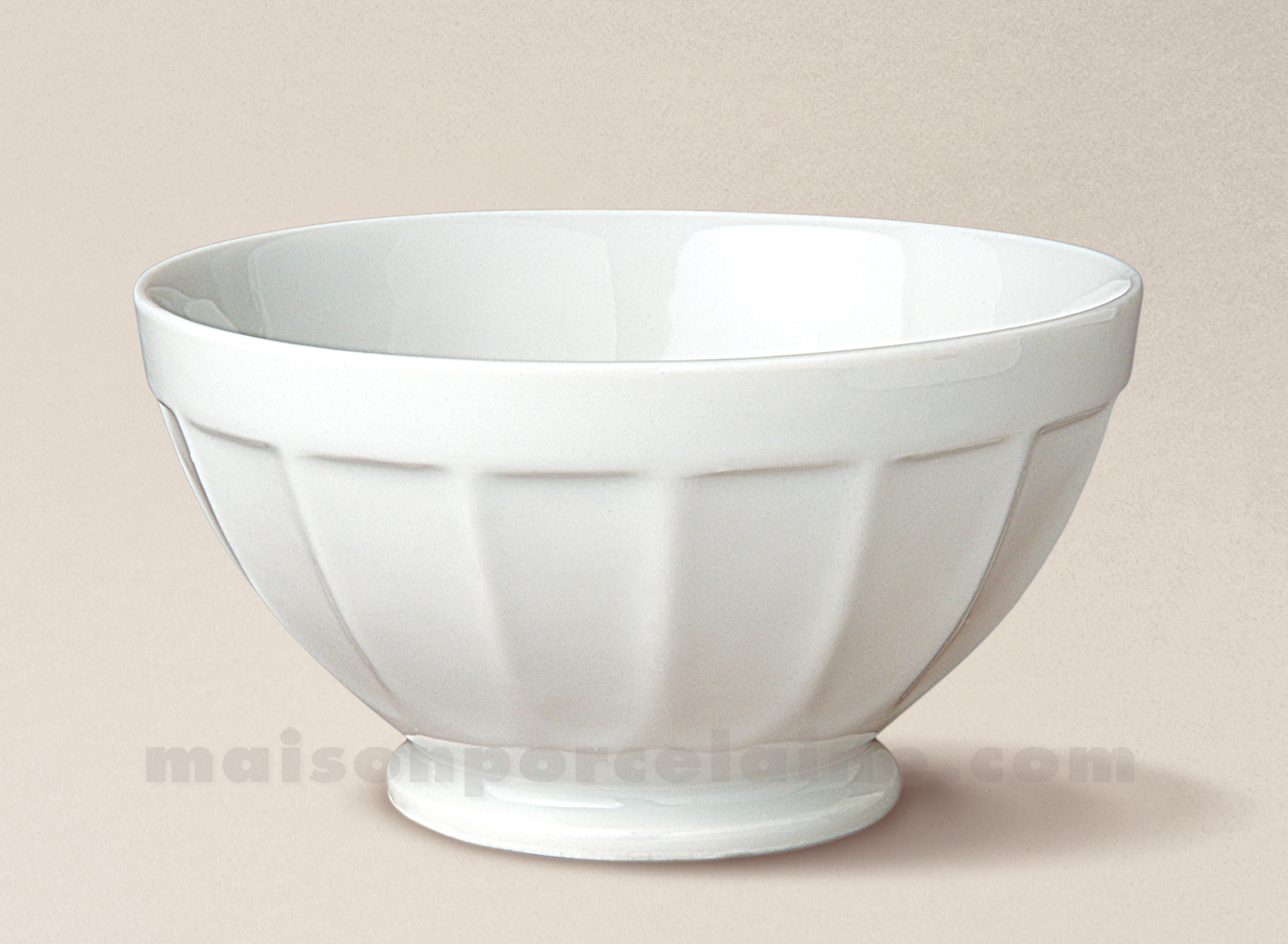 BOL PIED COTES PORCELAINE BLANCHE SOLOGNE D13 40CL - Maison de la Porcelaine