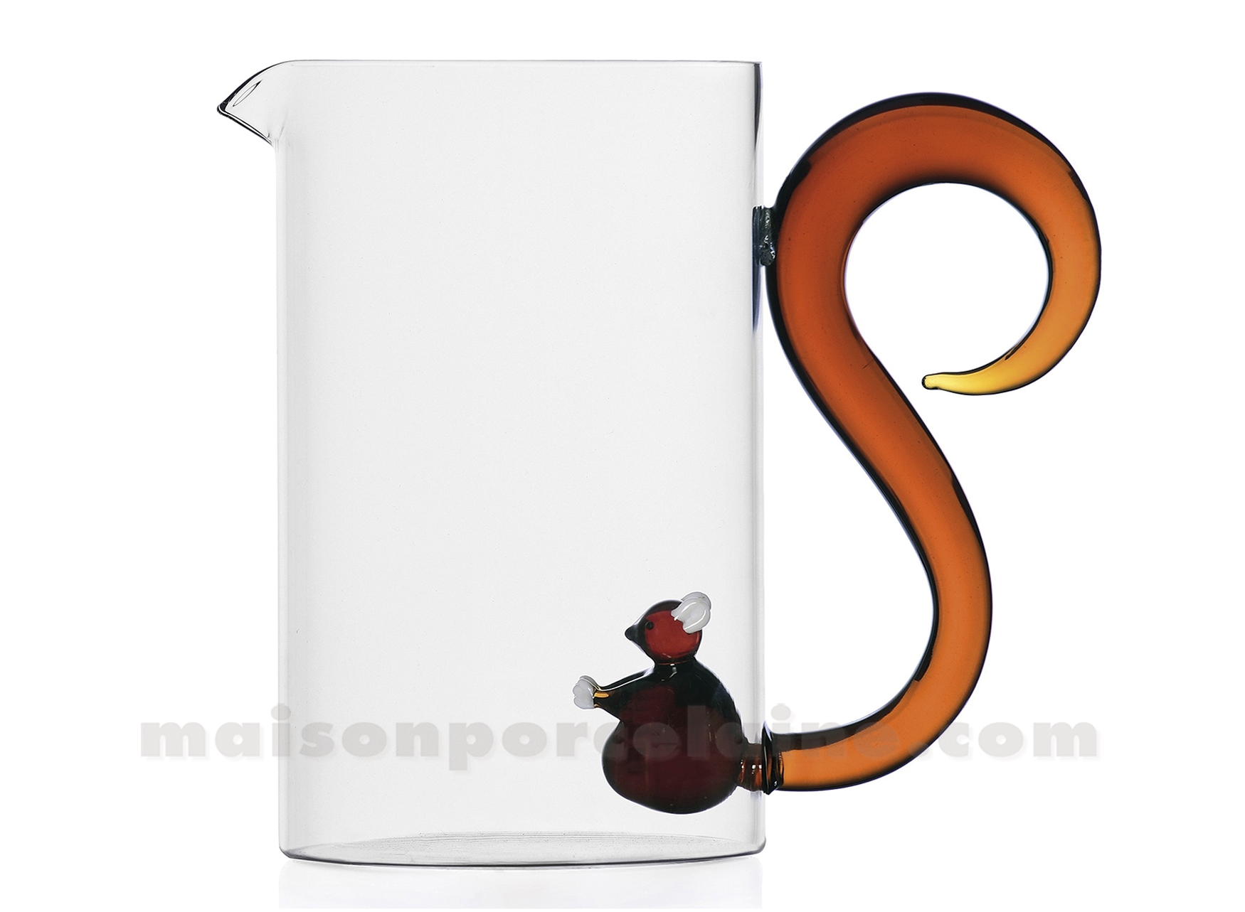 Broc En Verre Borosilicaté 1,4 L Avec écureuil Miniature – Anse Blanche – Transparent – Compatible Lave-vaisselle – Décoration Originale