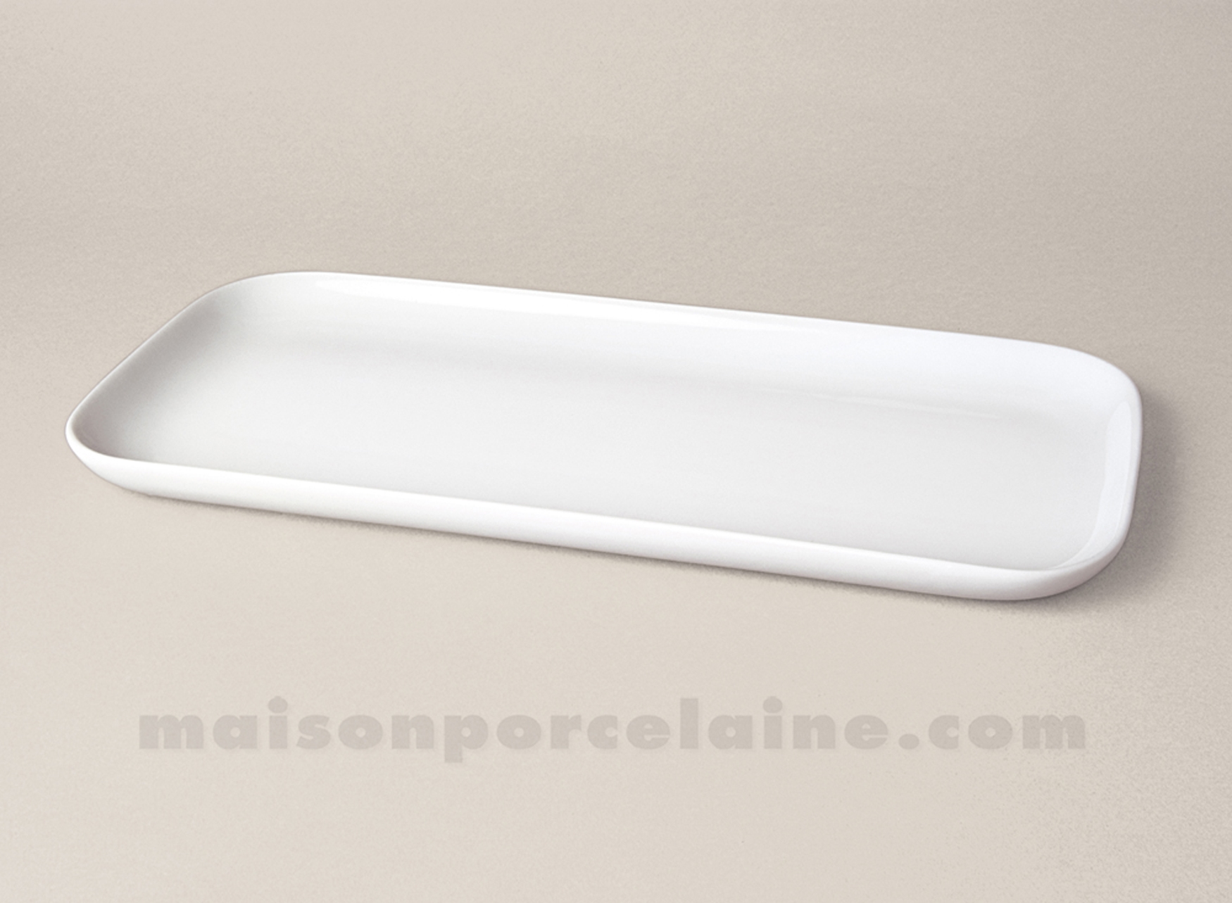 PLAT CAKE PORCELAINE BLANCHE UNI 31X14 - Maison de la Porcelaine