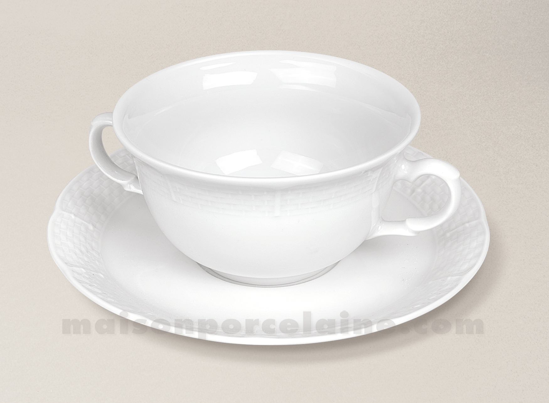 Tasse dejeuner avec soucoupe Orient en porcelaine blanche de Limoges