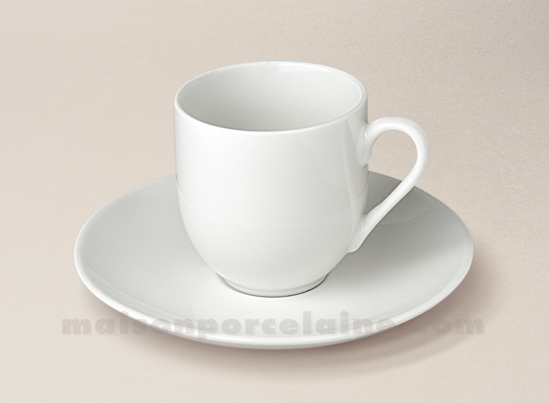 TASSE CAFE+SOUCOUPE PORCELAINE BLANCHE LIMOGES EMPIRE 10CL