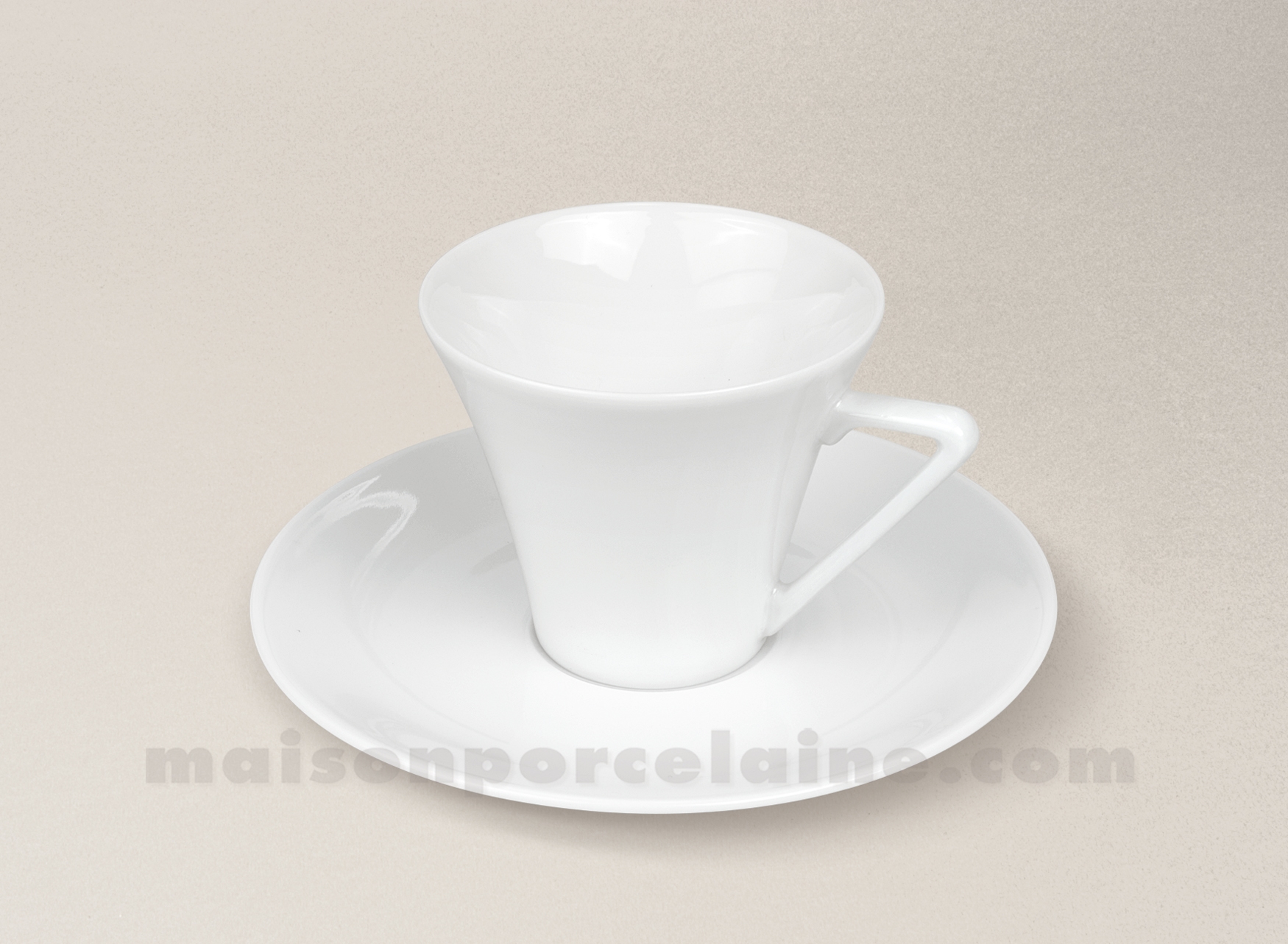 TASSE CAFE+SOUCOUPE PORCELAINE BLANCHE HAUSSMANN FABRIQUEE EN FRANCE 10CL -  Maison de la Porcelaine