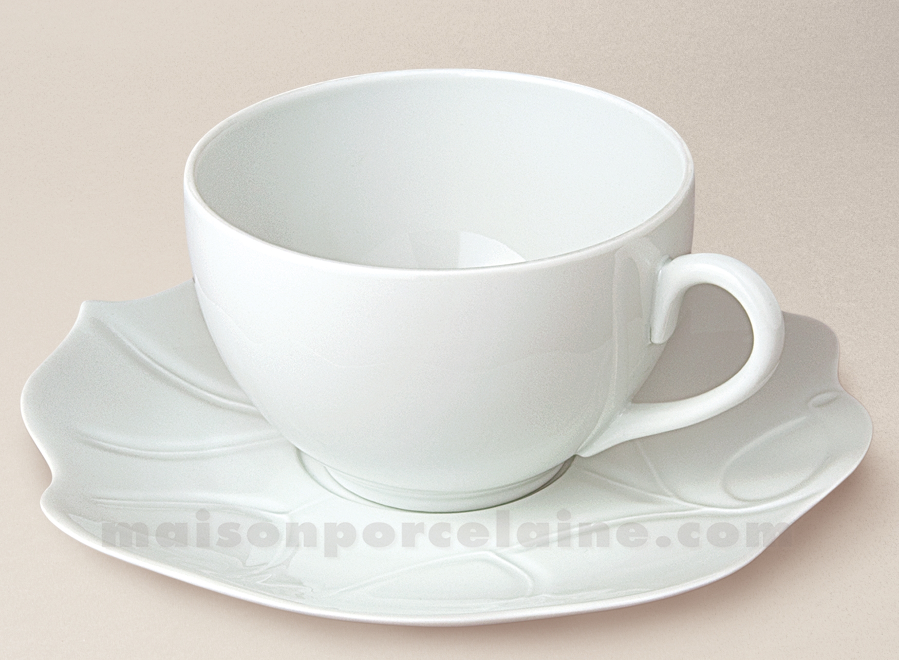 TASSE THE EMPIRE+SOUCOUPE PORCELAINE BLANCHE SOLOGNE 20CL - Maison de la  Porcelaine