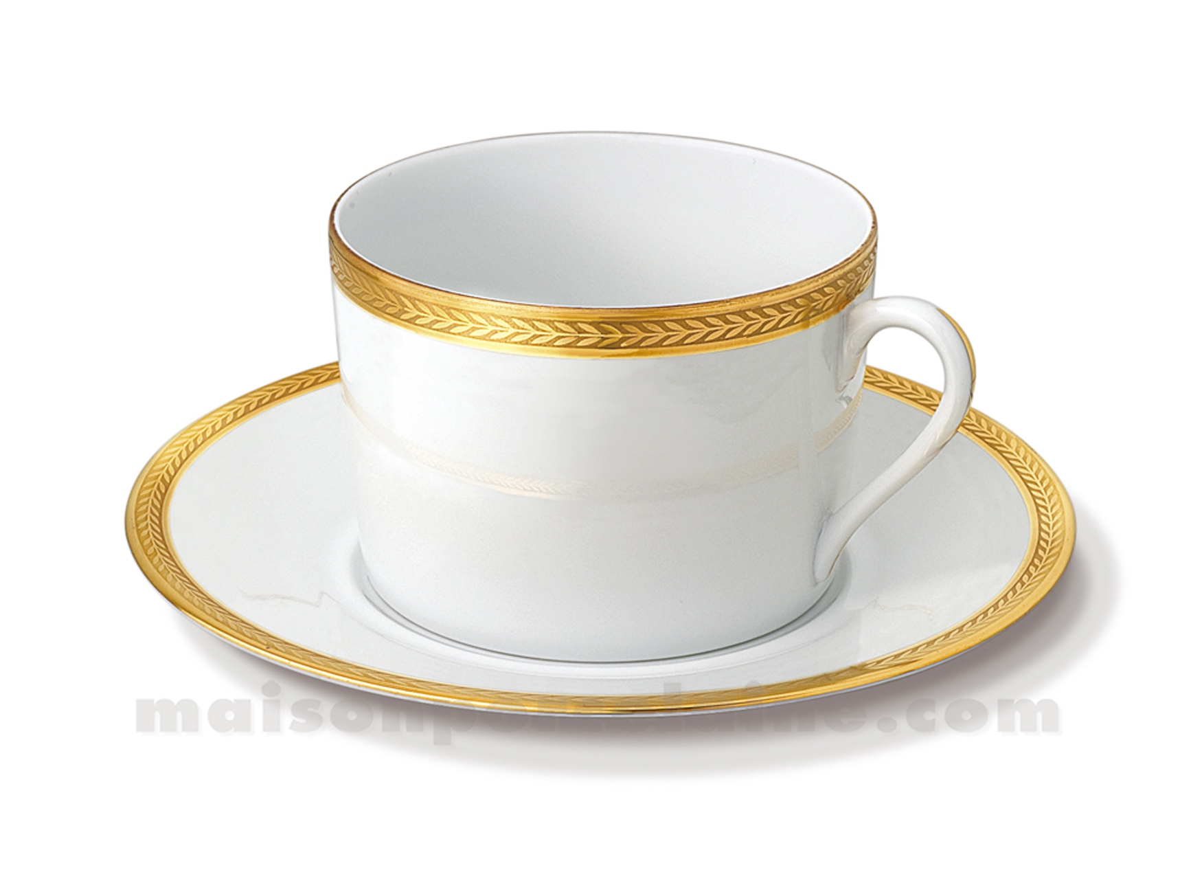 TASSE CAFE+SOUCOUPE PORCELAINE BLANCHE LIMOGES EMPIRE 10CL