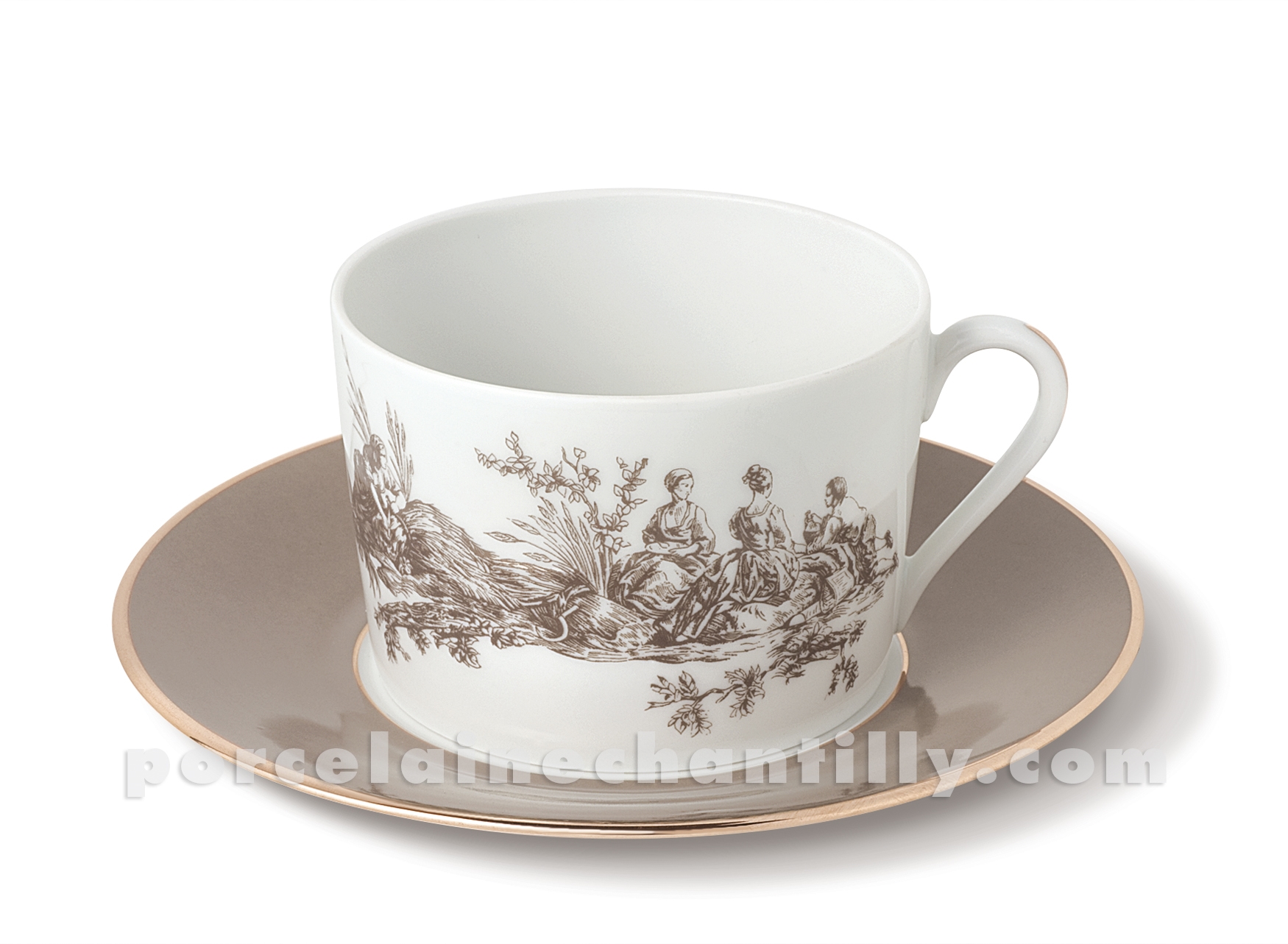 TASSE CAFE+SOUCOUPE PORCELAINE BLANCHE LIMOGES EMPIRE 10CL