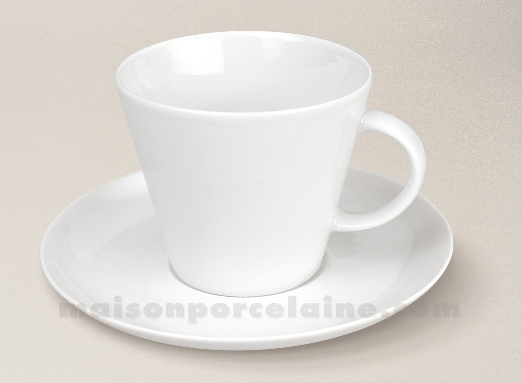 TASSE DEJEUNER+SOUCOUPE PORCELAINE BLANCHE TRAPEZE ...