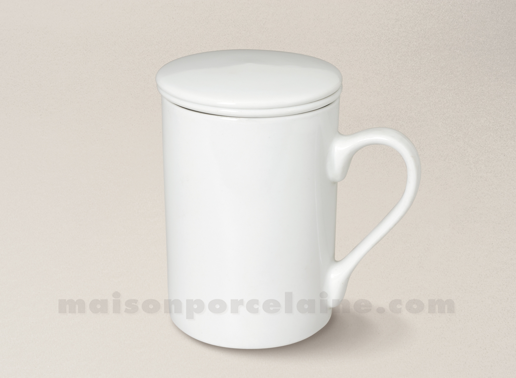 TASSE TISANE+ FILTRE+COUVERCLE PORCELAINE BLANCHE 30CL - Maison de la  Porcelaine