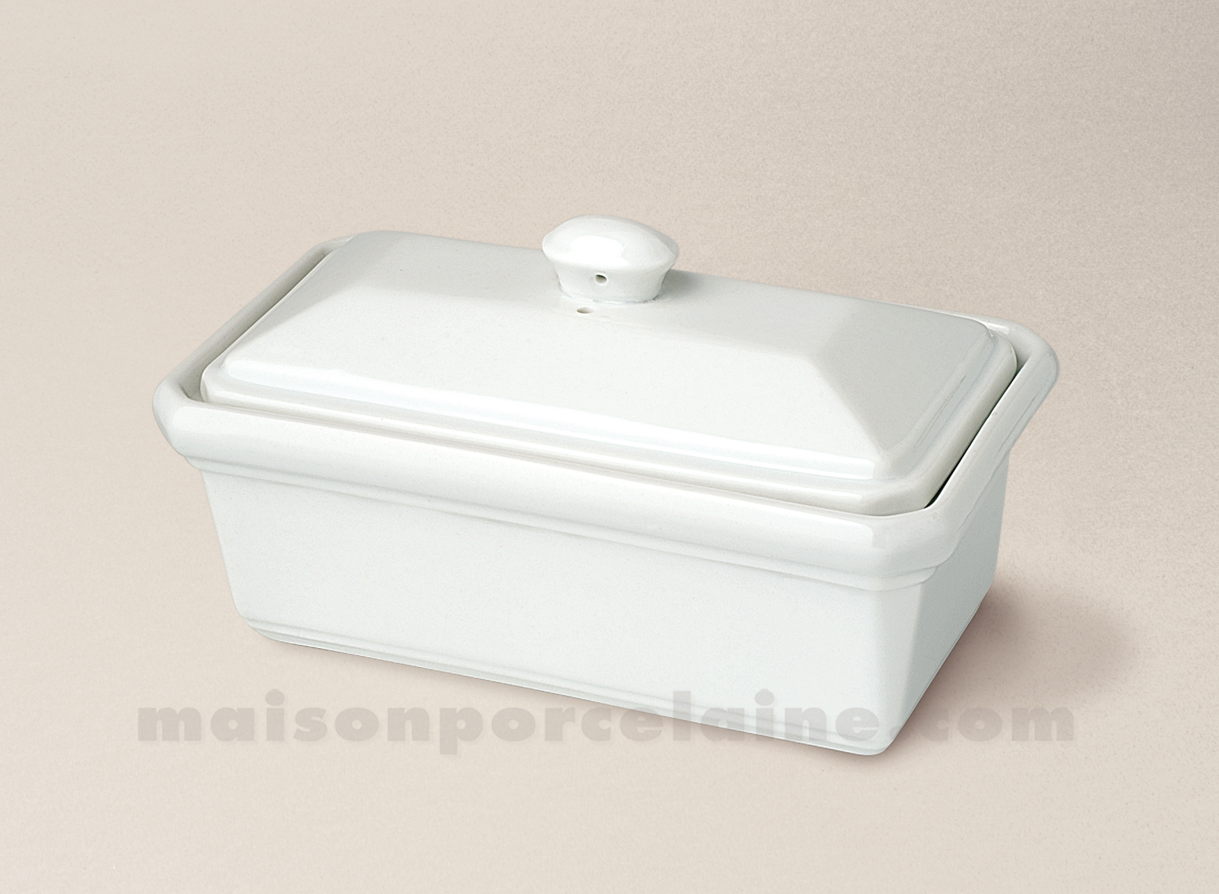 TERRINE PROFESSIONNELLE FOIE GRAS PORCELAINE BLANCHE A FOUR 500GRS  18X10.5X10 - Maison de la Porcelaine