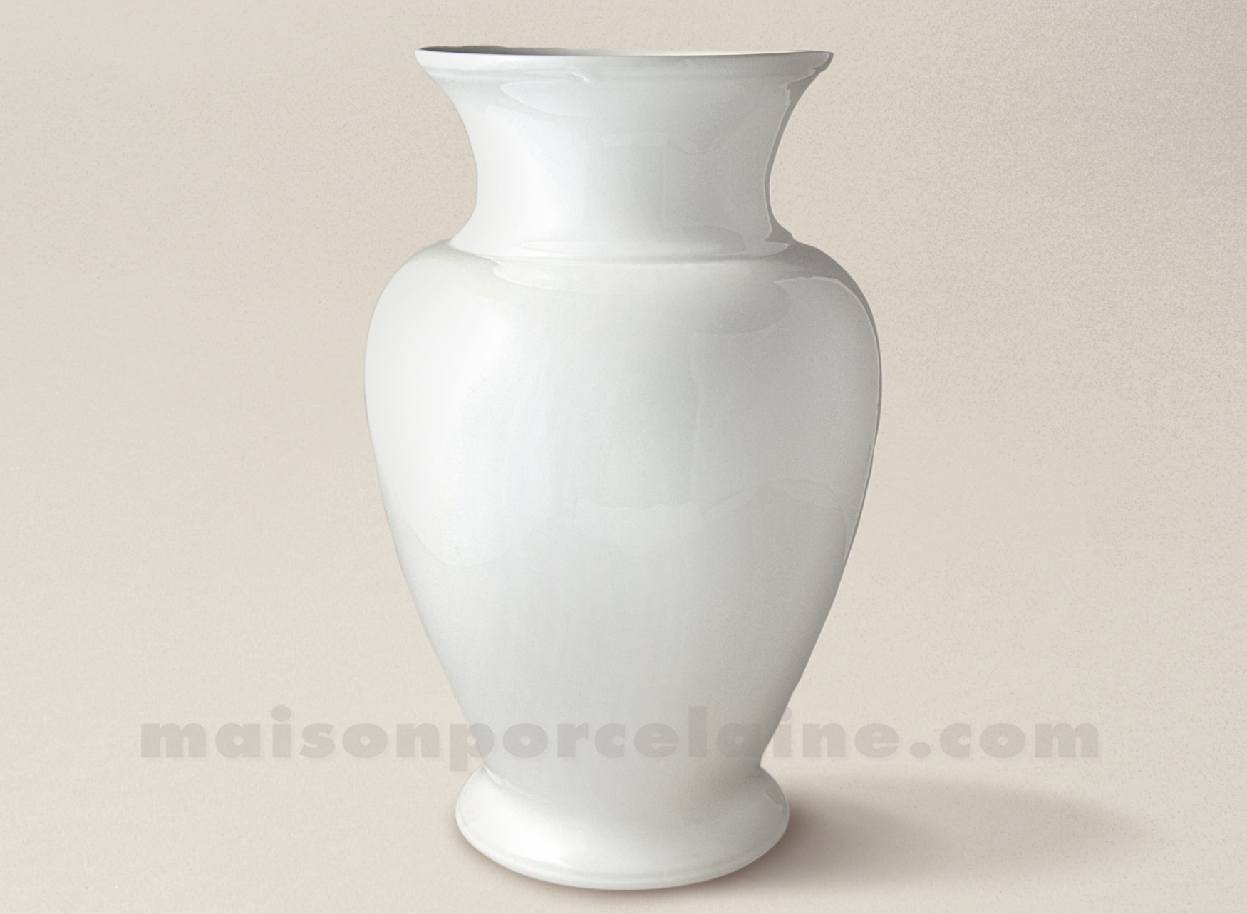 VASE LIMOGES PORCELAINE BLANCHE GLAIEULS 35X22 6,5L Maison de la