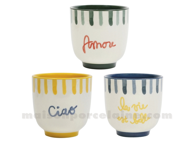 AMORE - GOBELET 15CL - GRES - SET/3ASS