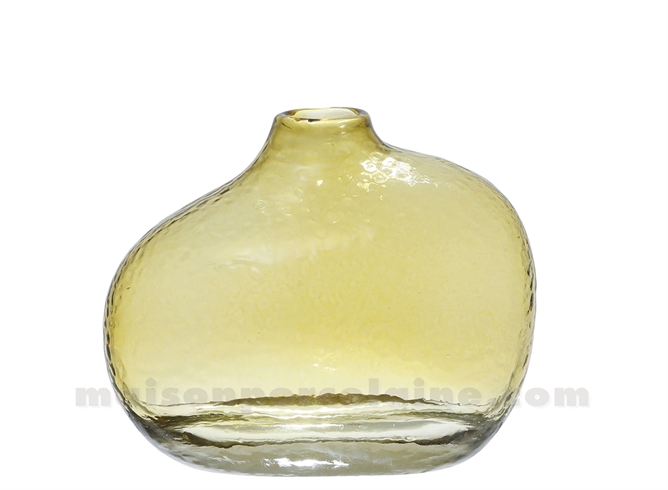 AMORE - VASE VERRE JAUNE 14.5X8XH12CM