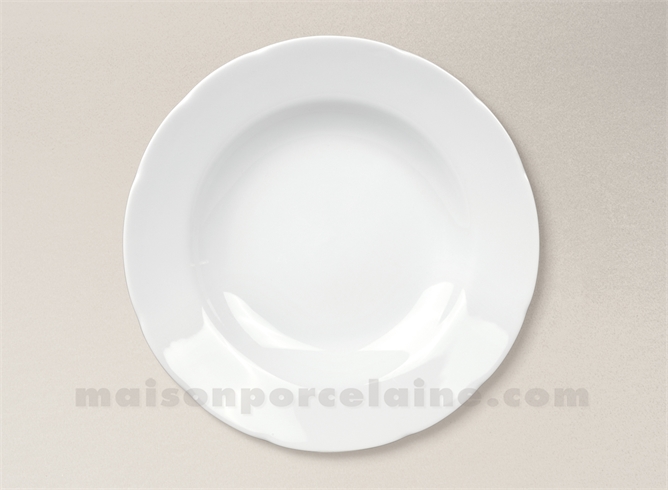 ASSIETTE AILE FESTONNEE CREUSE PORCELAINE BLANCHE BERRY 22X4CM