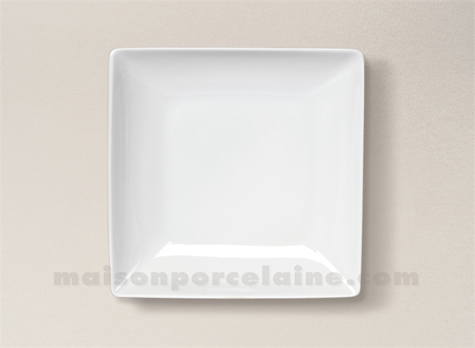 ASSIETTE CARREE CREUSE PORCELAINE BLANCHE COLORADO 20X20CM