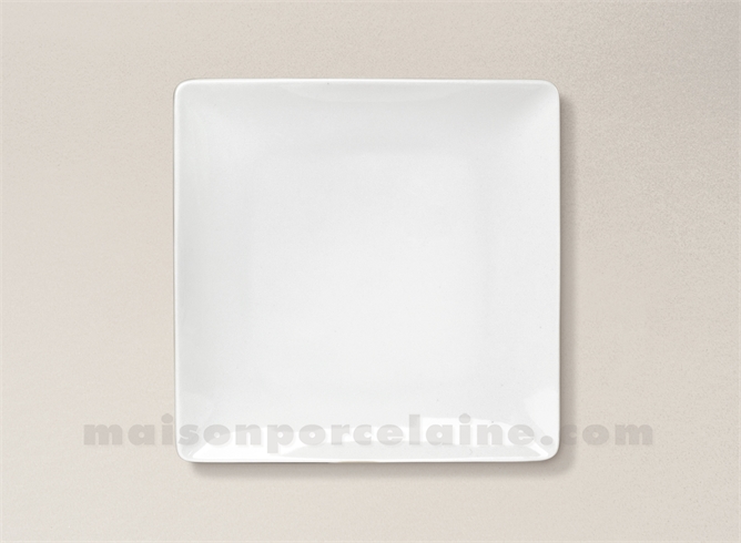 ASSIETTE CARREE DESSERT PORCELAINE BLANCHE COLORADO 20X20CM