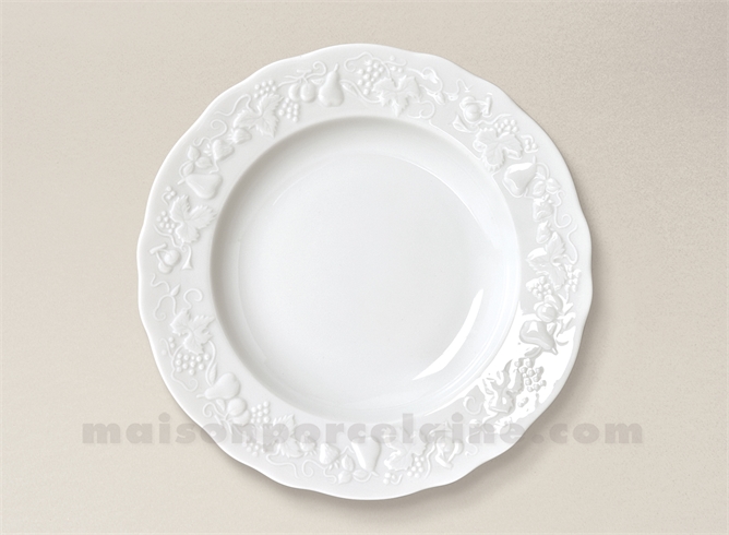 ASSIETTE CREUSE AILE CALIFORNIA LIMOGES PORCELAINE BLANCHE D22.5