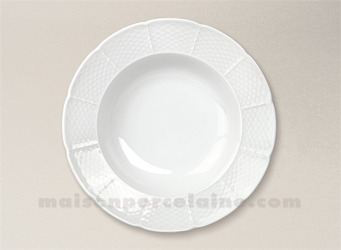 ASSIETTE CREUSE AILE PORCELAINE BLANCHE NATACHA GM D23