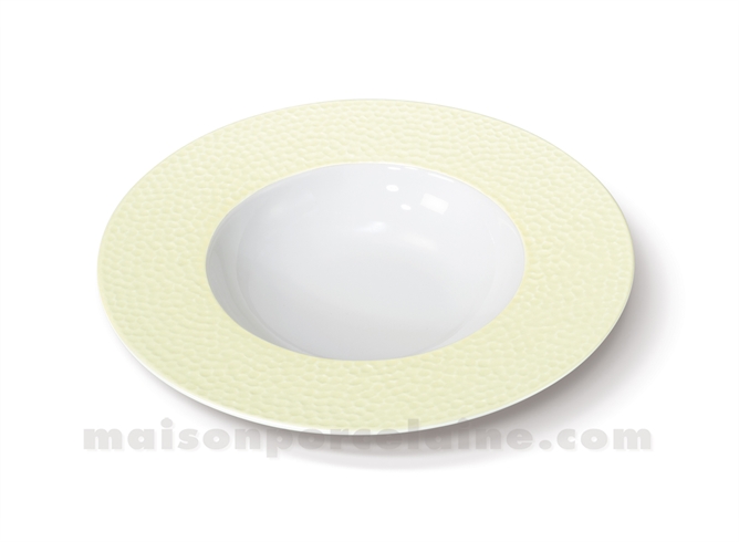 ASSIETTE CREUSE AILE REVES D'OPALINE D23.5 - VANILLE