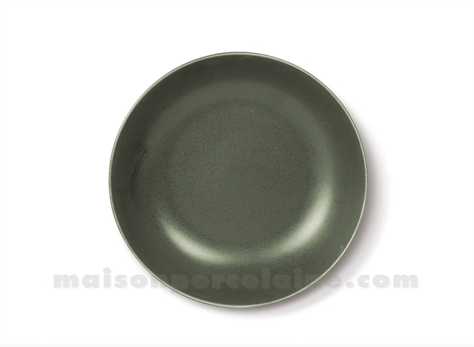 ASSIETTE CREUSE CALOTTTE PORCELAINE OKRA OLIVE  20X4.2CM