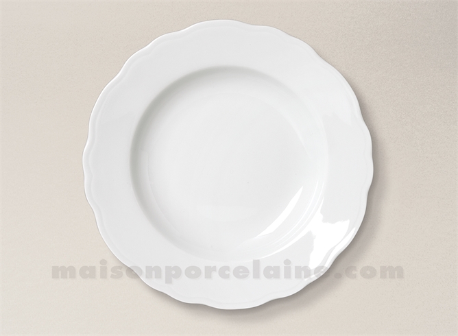 ASSIETTE CREUSE PORCELAINE BLANCHE COLBERT FABRIQUEE EN FRANCE 21.5CM