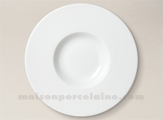 ASSIETTE DEGUSTATION PORCELAINE BLANCHE RONDE AILE LARGE 27X4.5