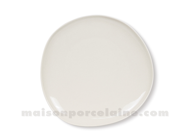 ASSIETTE GRES DESSERT MEDARD DE NOBLAT OSLO GREGE BRILLANT / DOS ECRU MAT 21,5 CM