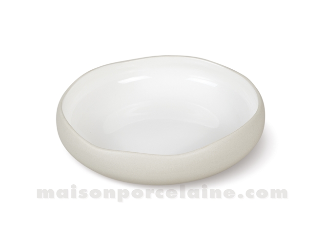 ASSIETTE GRES GOURMET MEDARD DE NOBLAT OSLO ECRU BRILLANT / DOS GREGE MAT 20 CM