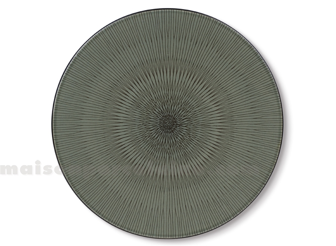 ASSIETTE GRES PLATE MEDARD DE NOBLAT HYPNOSE KAKI 27CM