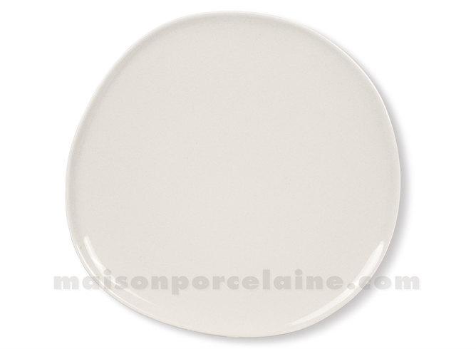 ASSIETTE GRES PLATE MEDARD DE NOBLAT OSLO GREGE BRILLANT / DOS ECRU MAT 27 CM