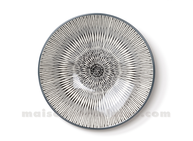 ASSIETTE GRES SALADE / PATES MEDARD DE NOBLAT HYPNOSE GREGE 19CM