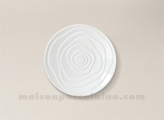 ASSIETTE PAIN LIMOGES PORCELAINE BLANCHE ONDE GRAVEE D16