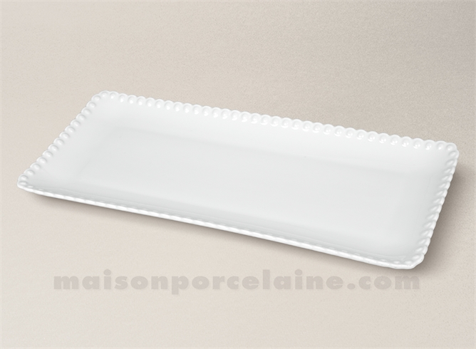 ASSIETTE / PLAT RECTANGULAIRE PORCELAINE BLANCHE BUBBLE 35X15,5CM