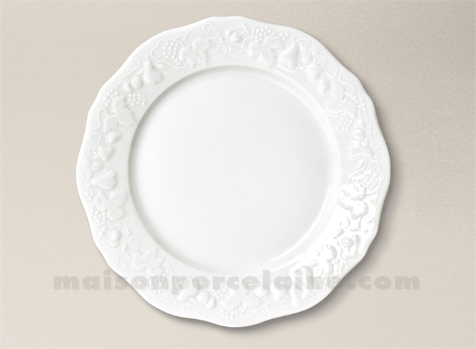 ASSIETTE PLATE CALIFORNIA LIMOGES PORCELAINE BLANCHE D25.5