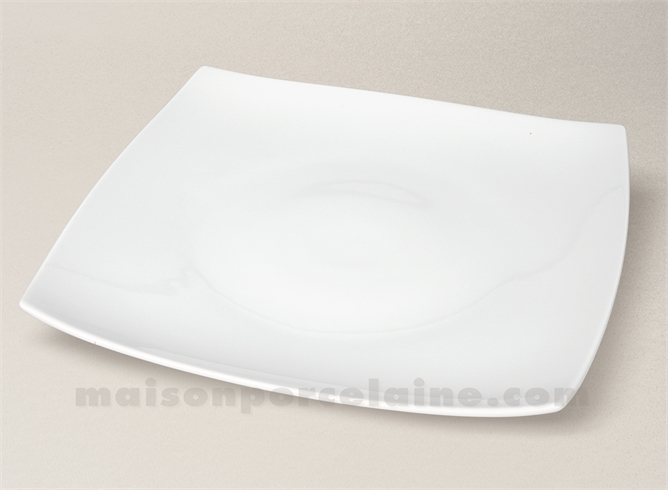 ASSIETTE PLATE CARREE PORCELAINE BLANCHE NARA 26.5X6.5CM