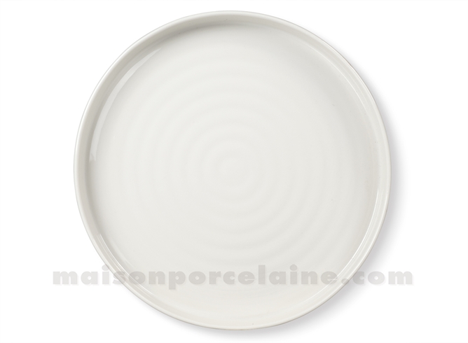 ASSIETTE PLATE PORCELAINE EMAIL BLANC CASSE D25CM