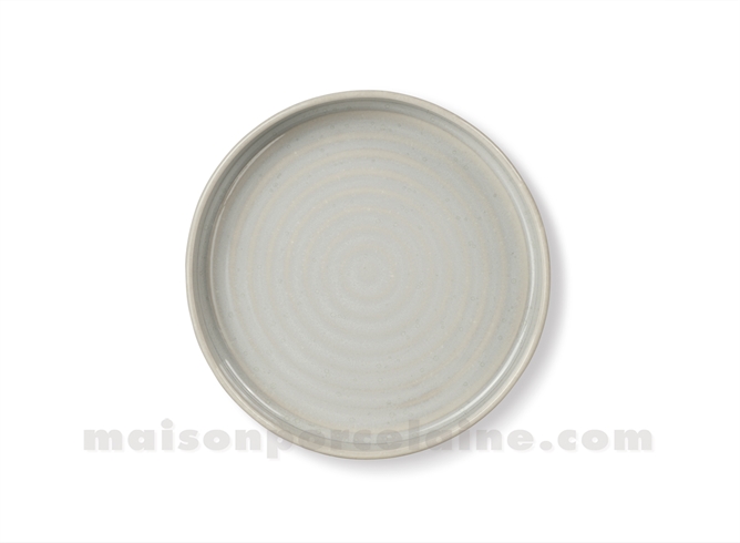 ASSIETTE PLATE PORCELAINE EMAIL REACTIF GRIS NACRE  D16CM