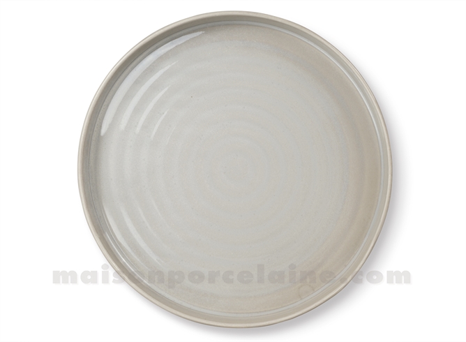 ASSIETTE PLATE PORCELAINE EMAIL REACTIF GRIS NACRE D25CM