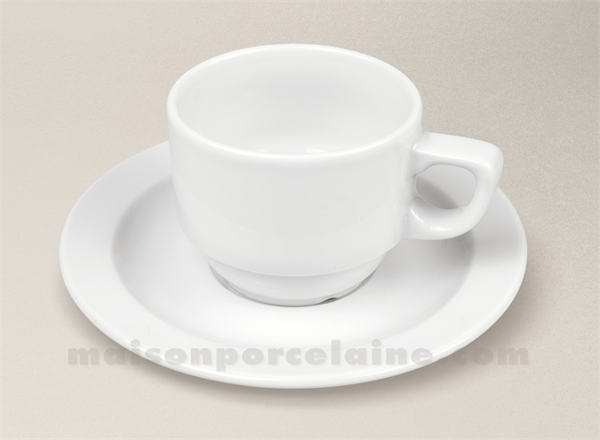 BISTROT TASSE EMPILABLE CHR BASSE 20CL + SCPE PORCELAINE BLANCHE