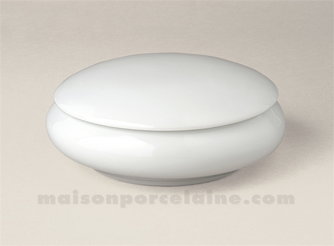 BOMBONNIERE LIMOGES PORCELAINE BLANCHE RONDE BOMBEE N°2 12X5