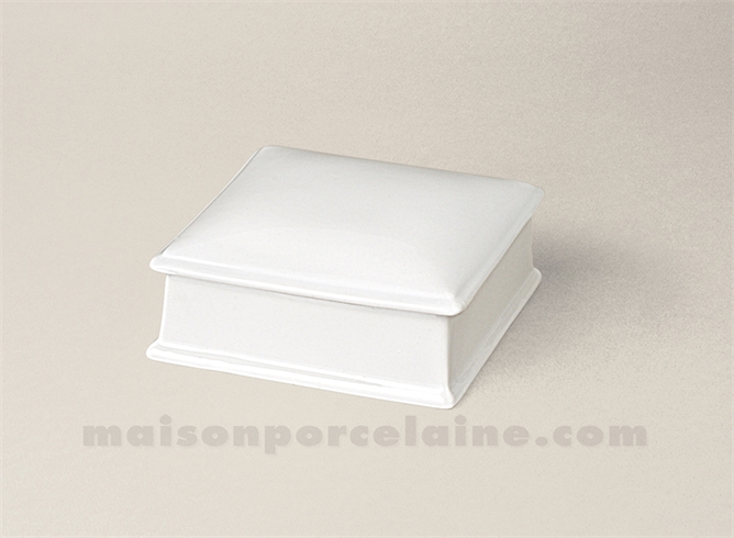 BOMBONNIERE PORCELAINE BLANCHE CARREE NARCISSE PM 9X9