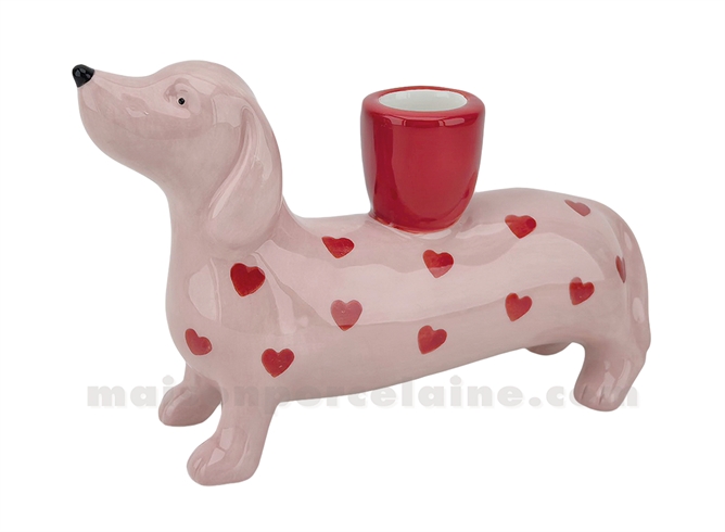 BOUGEOIR CHIEN CŒUR L17 P6 H11,5CM