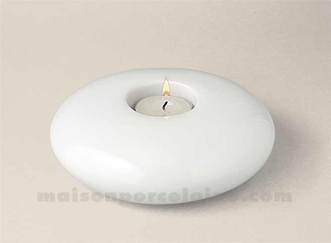 BOUGEOIR PORCELAINE BLANCHE SATURNE D16