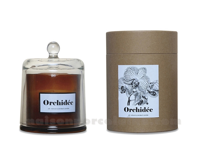 BOUGIE CLOCHE MINI ORCHIDÉE BLANCHE D8,5 H11,5 CM