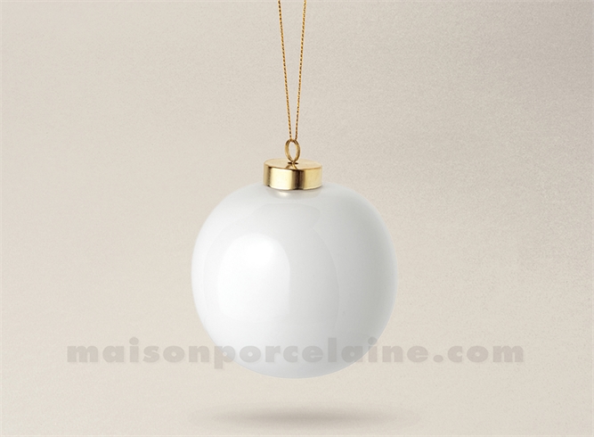 BOULE NOEL PORCELAINE BLANCHE A PEINDRE D8 - LA PIECE