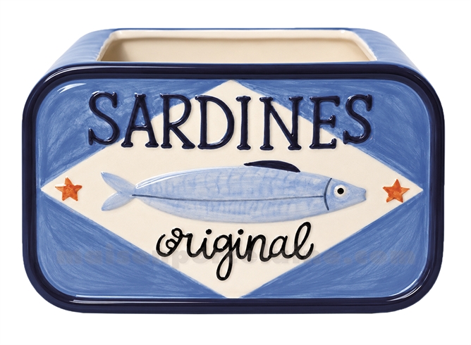CACHE-POT SARDINES BLEU L20,4 P11,9 H11,7CM