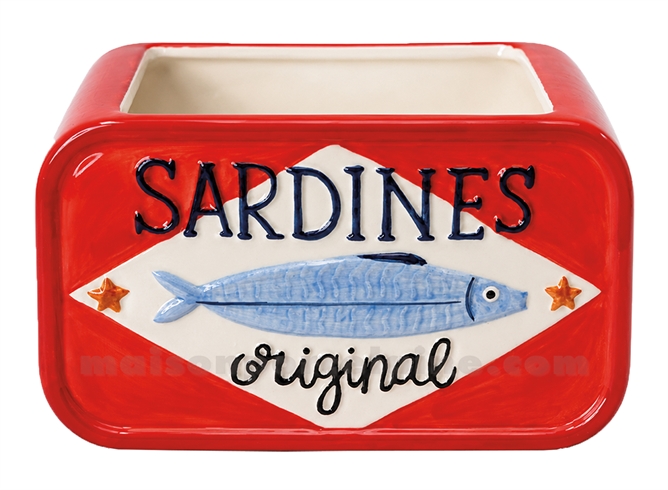 CACHE-POT SARDINES ROUGE L20,4 P11,9 H11,7CM